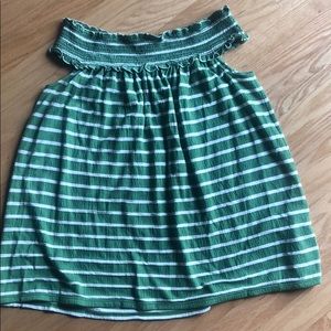 Max Studio - Off the shoulder green striped top.